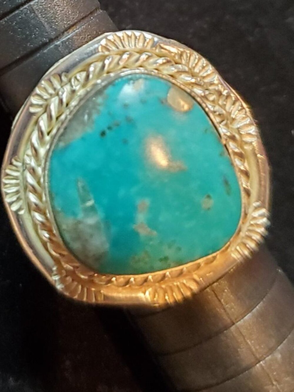 Vintage Navajo Free Form Turquoise & Silver Ring Like New | Handmade